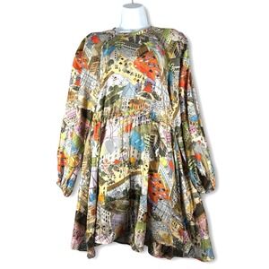 Stine Goya Womens Coco Silk Twill Printed Dress In City Sz S Small